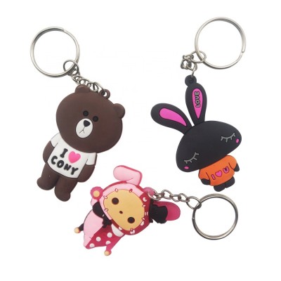 High quality custom personalized rubber name keyring 3d soft pvc keychain for promotion