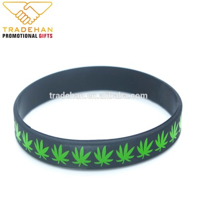 Promotional gift custom printed logo silicone rubber bracelet bands